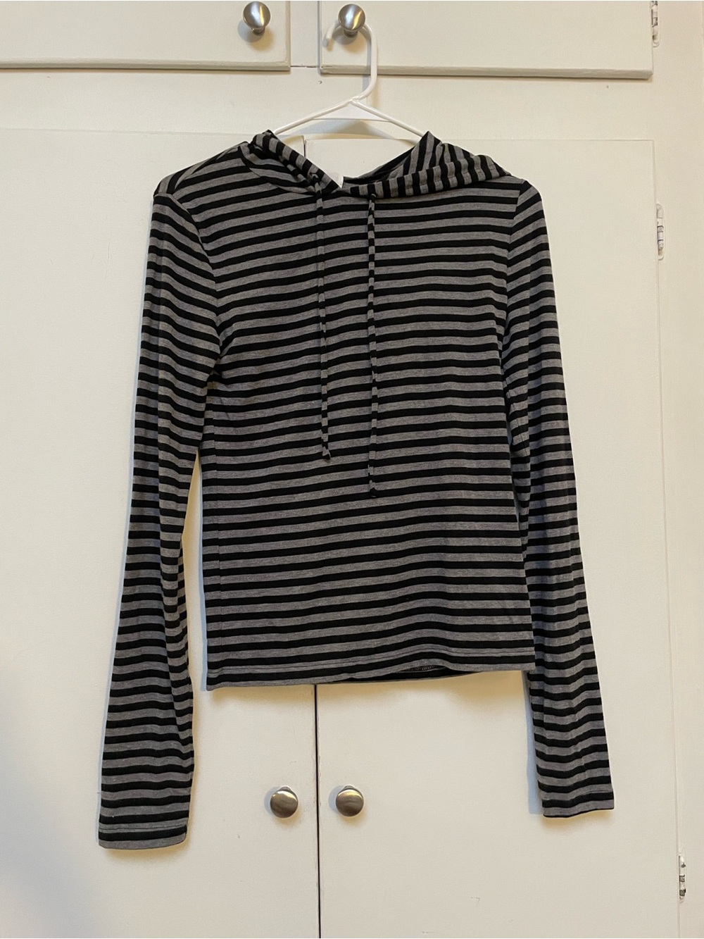 SUPER SOFT Striped Black & Gray Hooded Pullover Sweatshirt